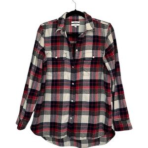 Madewell Flannel Shirt Womens Size M Classic Plaid Winter Holiday Cowgirl Travel